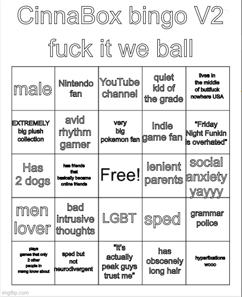 CinnaBox bingo 2 Blank Meme Template