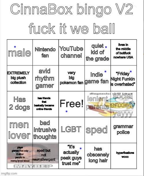 If there’s anything lgbt, I’m not matching | image tagged in cinnabox bingo 2,msmg | made w/ Imgflip meme maker