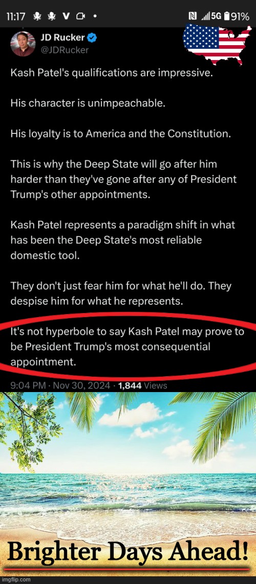 The FBI needs an overhaul & Kash comes w/ the credentials to get the job done! | _____________________; Brighter Days Ahead! | image tagged in politcal,good news everyone,kash patel,fbi,dirty,deep state | made w/ Imgflip meme maker