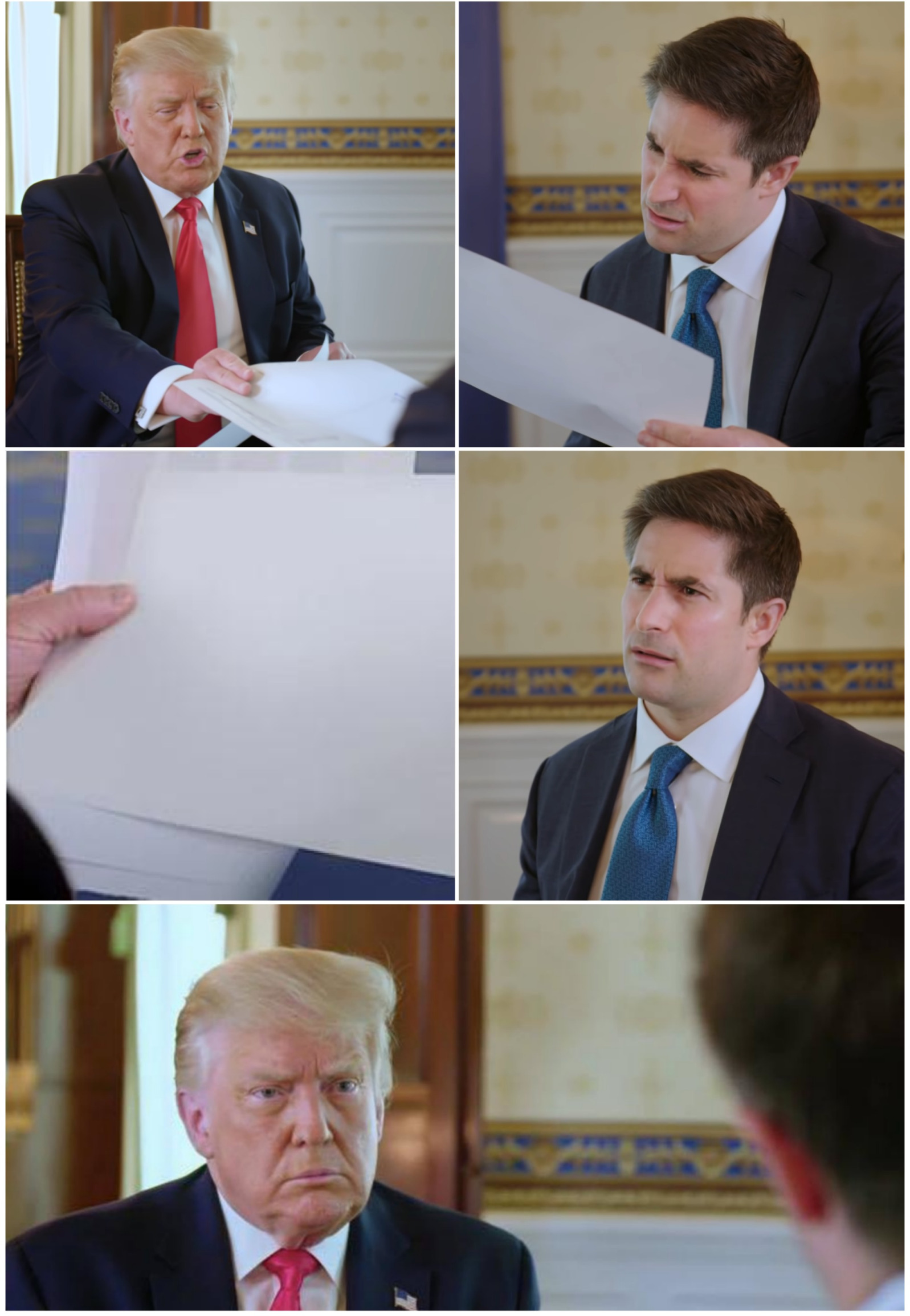 Reporter Reading Paper from Trump Blank Meme Template