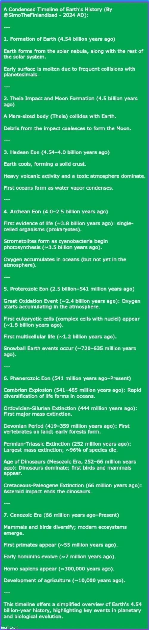 A Condensed Timeline Of Earth's History :> | image tagged in simothefinlandized,earth,history,geologic time,infographics | made w/ Imgflip meme maker