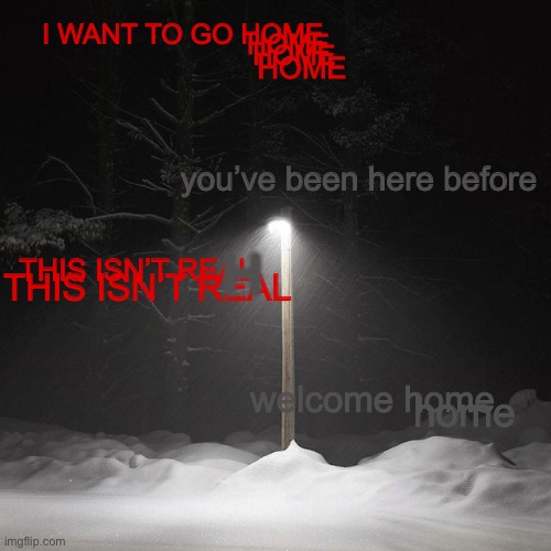 Welcome home | I WANT TO GO HOME; HOME; HOME; HOME; you’ve been here before; H; THIS ISN’T REAL; THIS ISN’T REAL; welcome home; home | made w/ Imgflip meme maker