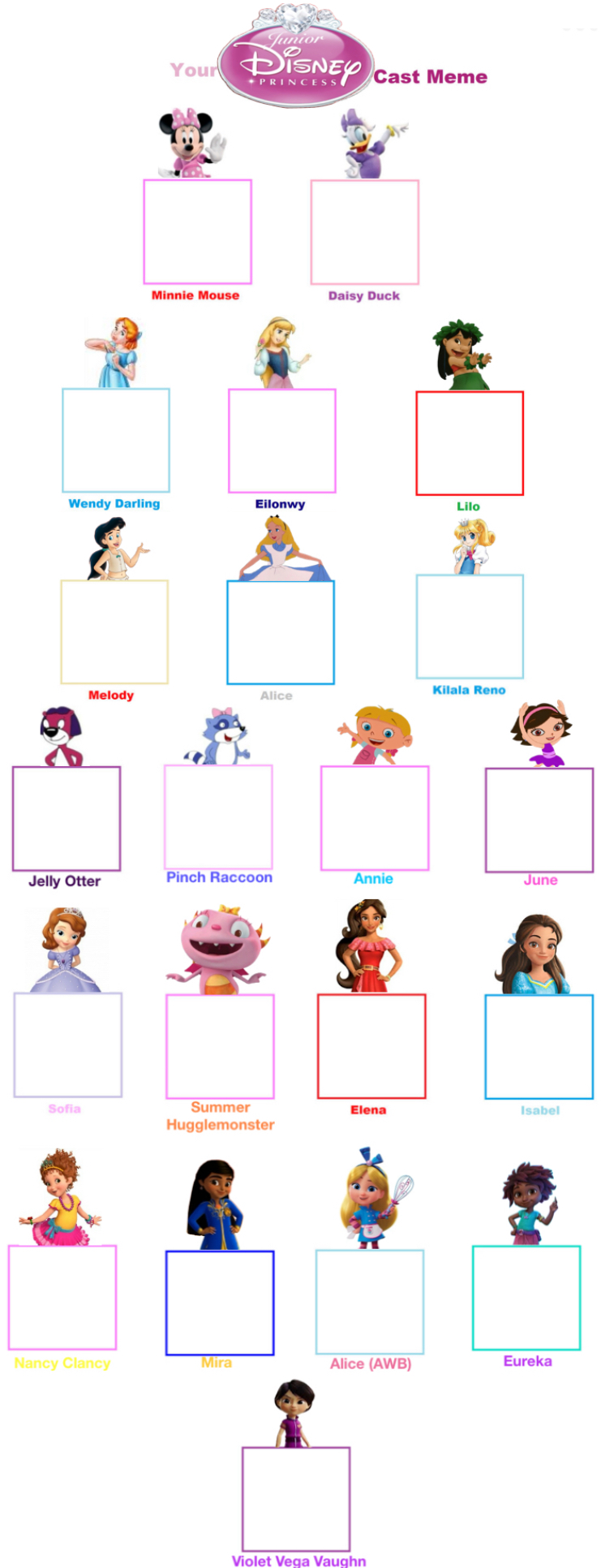 Make Your Own Junior Disney Princess Cast Meme Blank Meme Template