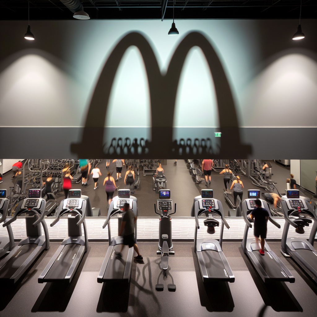 Anytime Fitness gym out side wall with a McDonalds logo shade on Blank Meme Template