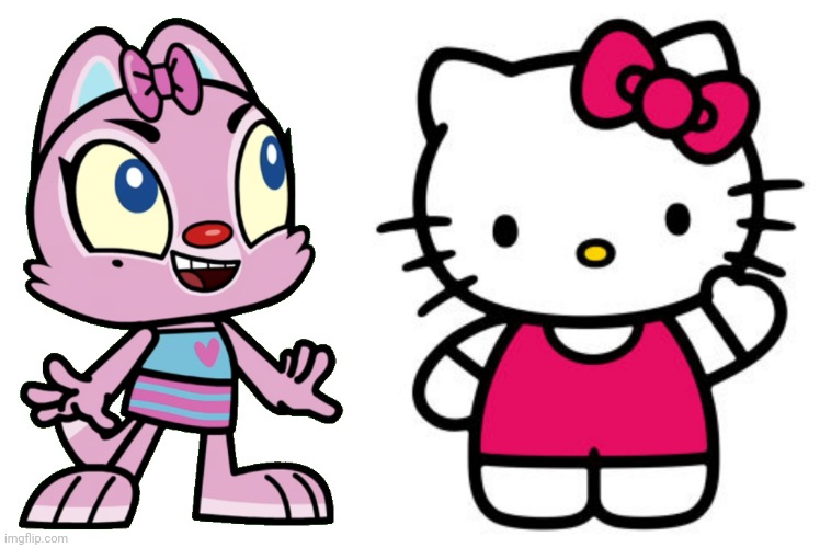 Katty and Hello Kitty | image tagged in hello kitty,katty,harry and bunnie,sanrio,kitty,cat | made w/ Imgflip meme maker