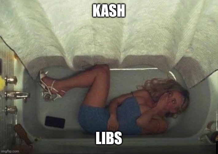 Hiding in the shower | KASH; LIBS | image tagged in hiding in the shower,funny memes | made w/ Imgflip meme maker