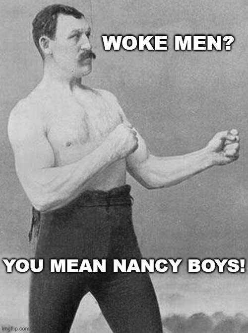 Woke Men | WOKE MEN? YOU MEAN NANCY BOYS! | image tagged in boxer | made w/ Imgflip meme maker