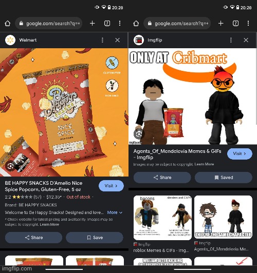 Accidental Mendelevian humor. The ice spice popcorn being out of stock and the cribmart image just makes it... Funnier... | image tagged in mc,cribmart,accidental humor,google,meng cho,humor | made w/ Imgflip meme maker