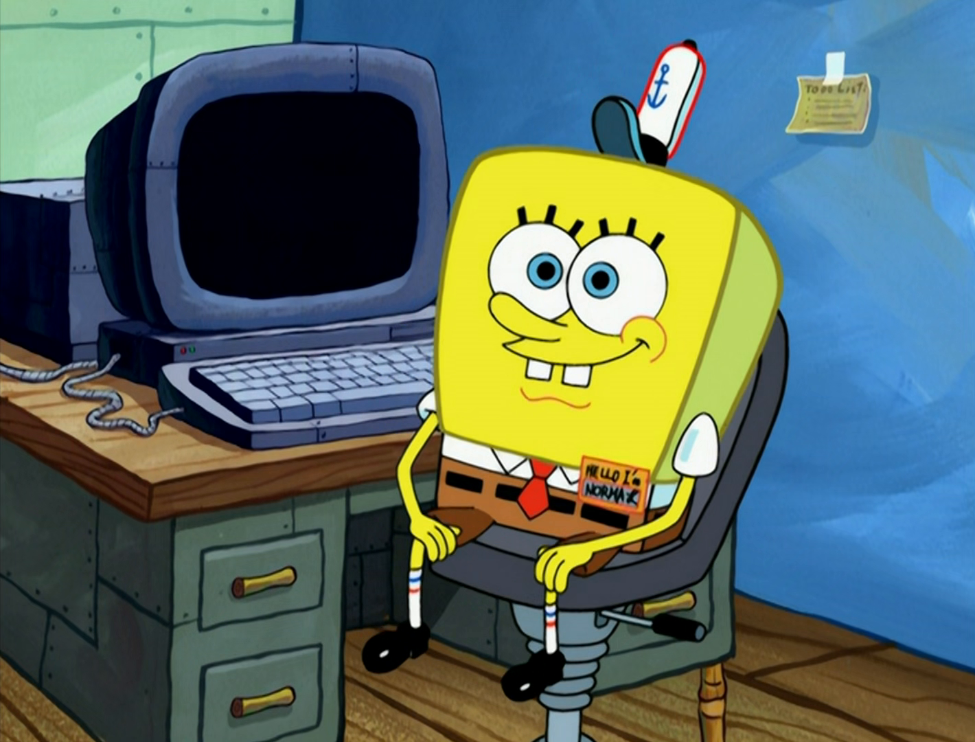 Spongebob at computer Blank Meme Template