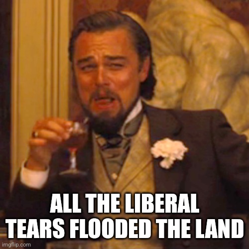 Laughing Leo Meme | ALL THE LIBERAL TEARS FLOODED THE LAND | image tagged in memes,laughing leo | made w/ Imgflip meme maker