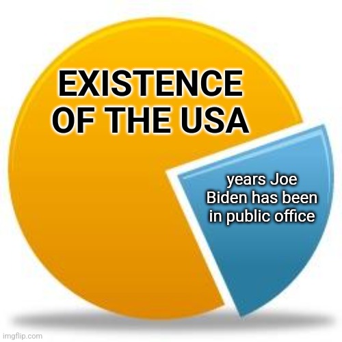 Pie chart | EXISTENCE OF THE USA years Joe Biden has been in public office | image tagged in pie chart | made w/ Imgflip meme maker