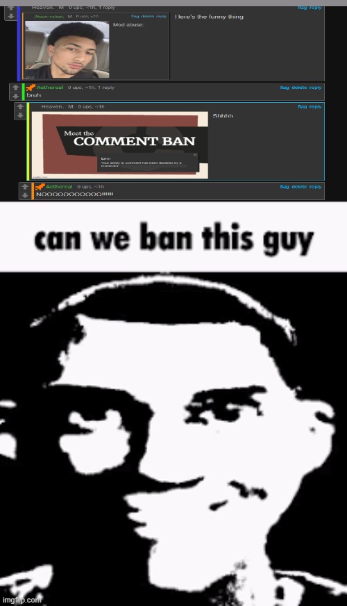 Can we ban this guy | image tagged in can we ban this guy | made w/ Imgflip meme maker