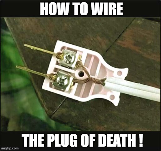 Follow Me For More Useful Tips ! | HOW TO WIRE; THE PLUG OF DEATH ! | image tagged in electricity,fatal,dark humour | made w/ Imgflip meme maker