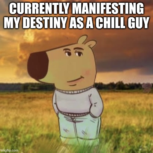 Manifest destiny | CURRENTLY MANIFESTING MY DESTINY AS A CHILL GUY | image tagged in chill guy,historical meme | made w/ Imgflip meme maker