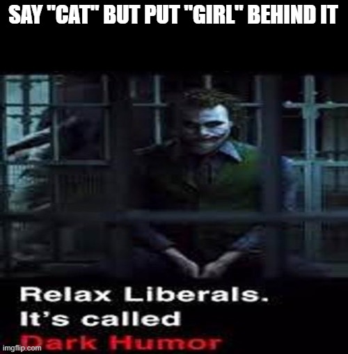 Relax liberals | SAY "CAT" BUT PUT "GIRL" BEHIND IT | image tagged in relax liberals | made w/ Imgflip meme maker