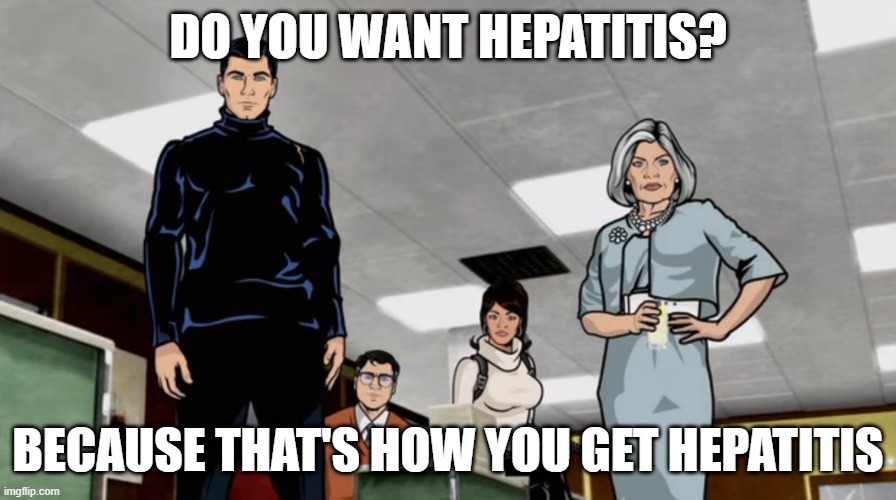 Do you want hepatitis? Because that's how you get hepatitis | DO YOU WANT HEPATITIS? BECAUSE THAT'S HOW YOU GET HEPATITIS | image tagged in mallory archer | made w/ Imgflip meme maker