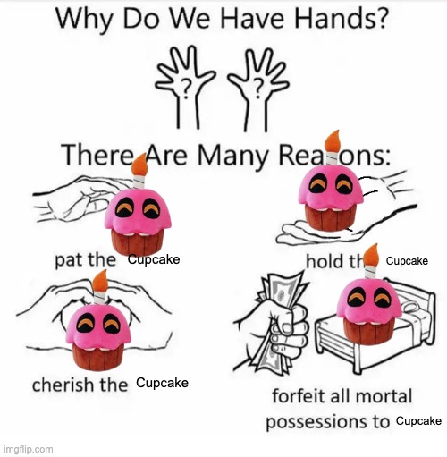 Cupcake is god | Cupcake; Cupcake; Cupcake; Cupcake | image tagged in why do we have hands all blank | made w/ Imgflip meme maker