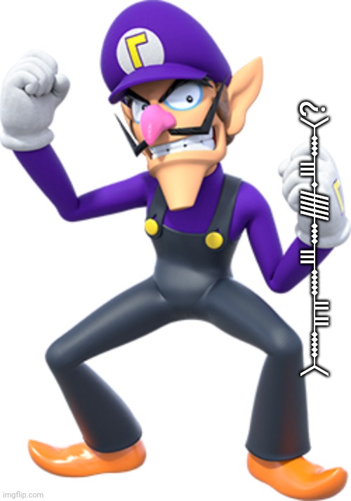 Waluigi | ᚛ᚔᚂᚂᚔᚈᚓᚏᚐᚈᚓ᚜? | image tagged in waluigi,ogham | made w/ Imgflip meme maker