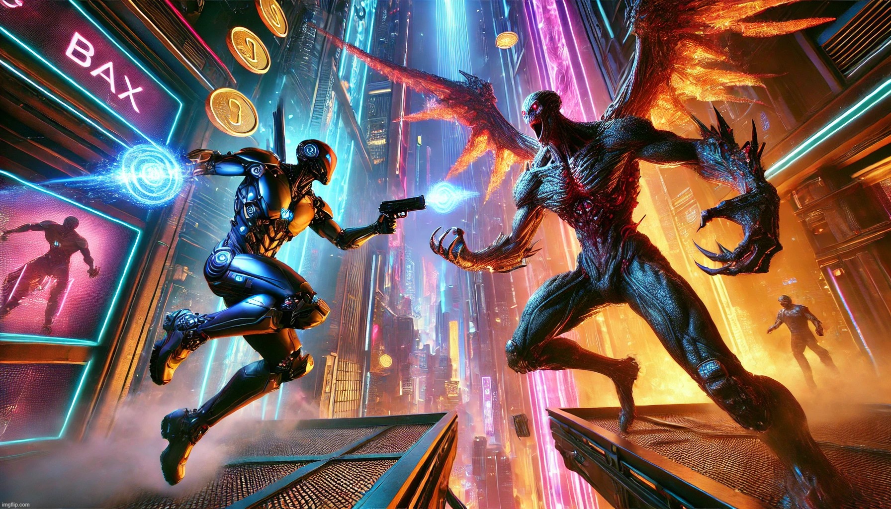 AI gen image of the fight between baX and Dragnoc | made w/ Imgflip meme maker