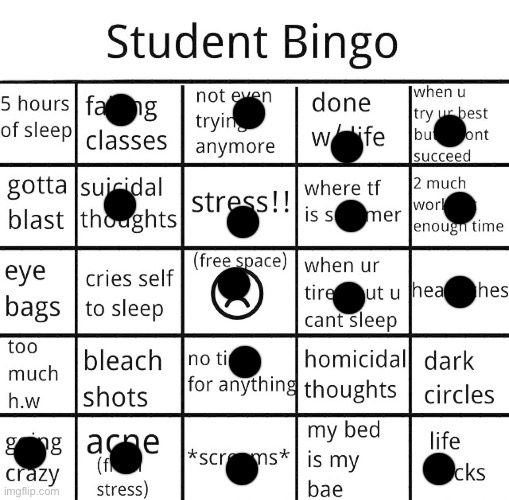 student bingo | image tagged in student bingo | made w/ Imgflip meme maker