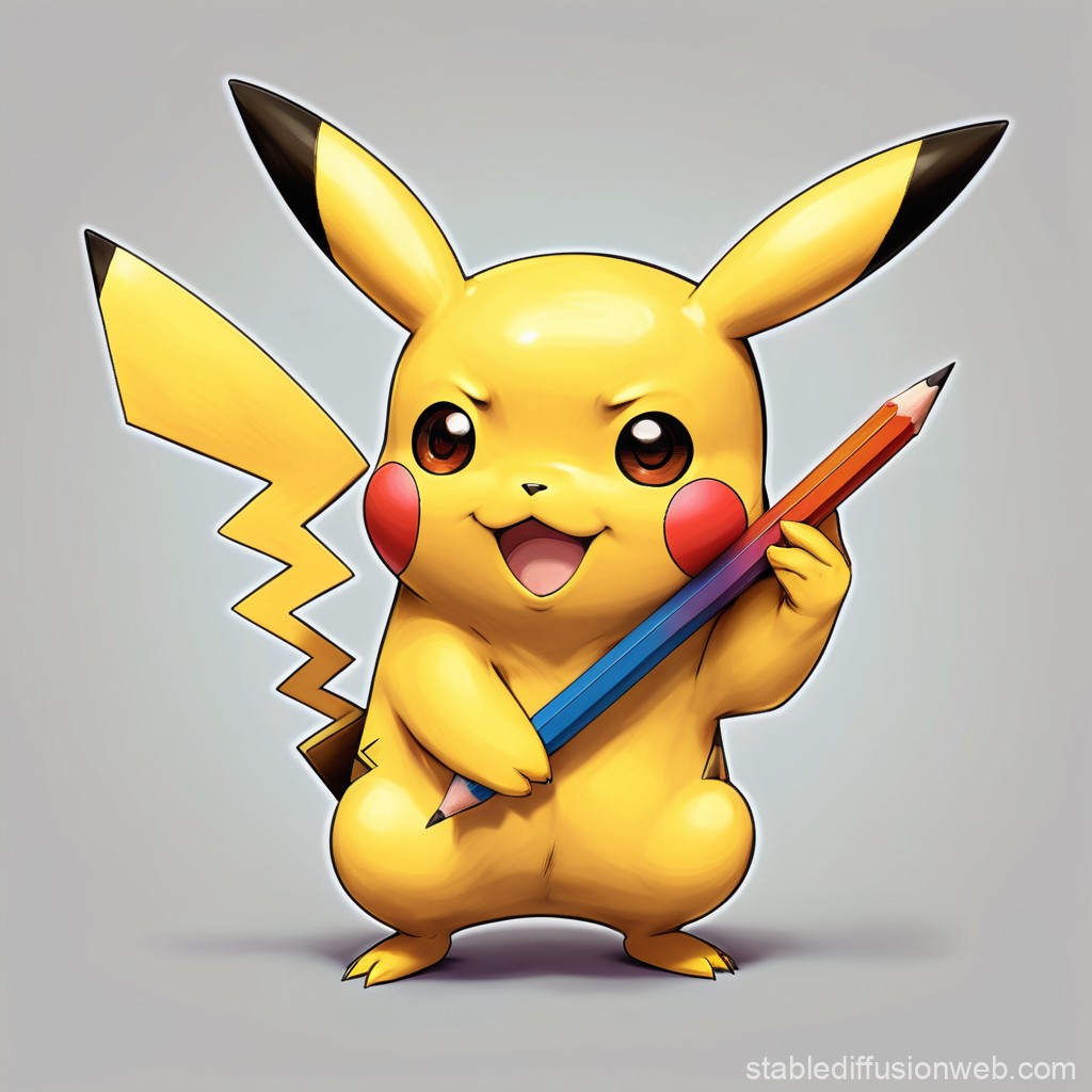 Pikachu with a pencil Blank Meme Template
