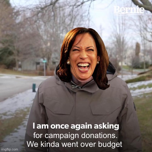 For a loss | for campaign donations. We kinda went over budget | image tagged in memes,bernie i am once again asking for your support,politics lol | made w/ Imgflip meme maker