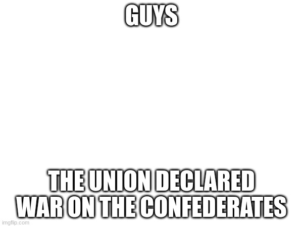 GUYS; THE UNION DECLARED WAR ON THE CONFEDERATES | image tagged in irony | made w/ Imgflip meme maker