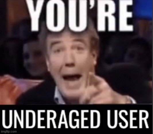 Mod note: Fun streamers whenever they disagree with someone | image tagged in you re underage user | made w/ Imgflip meme maker