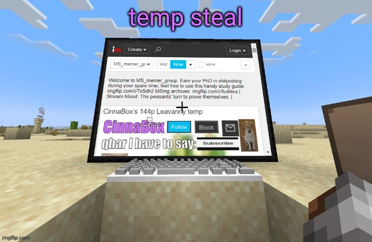 CinnaBox in minecraft | temp steal | image tagged in cinnabox in minecraft | made w/ Imgflip meme maker