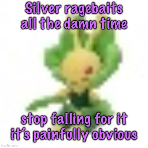 144p Leavanny | Silver ragebaits all the damn time; stop falling for it it’s painfully obvious | image tagged in 144p leavanny,cinnabox announcement | made w/ Imgflip meme maker