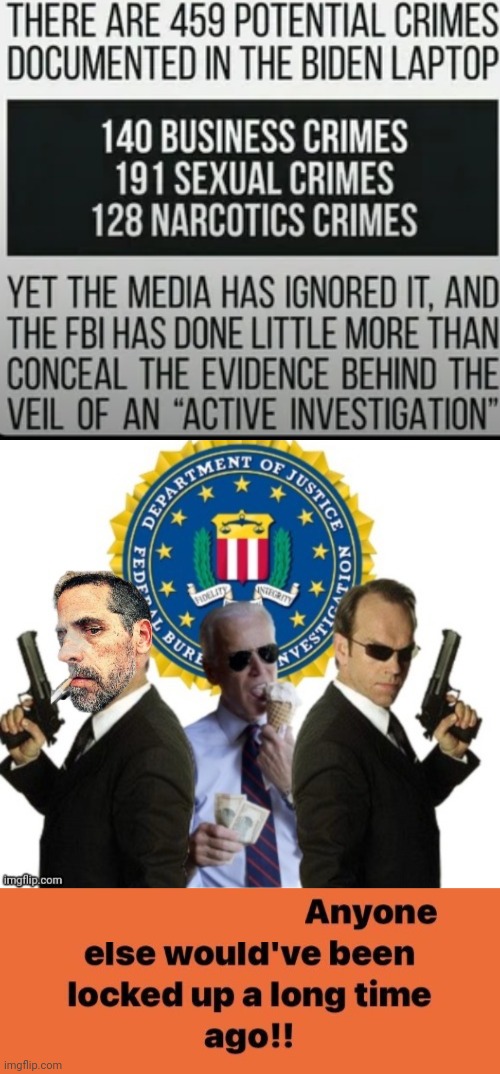 Hunter Biden's laptop of criminality | image tagged in fbi,joe biden,hunter biden | made w/ Imgflip meme maker