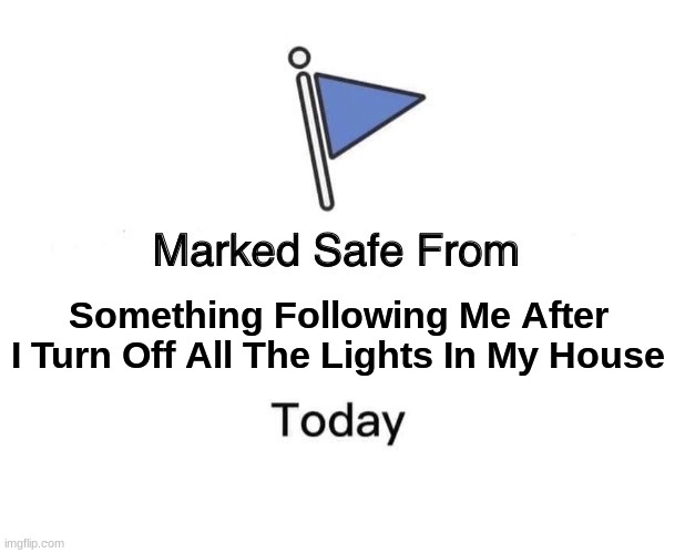 Marked Safe From Meme | Something Following Me After I Turn Off All The Lights In My House | image tagged in memes,marked safe from | made w/ Imgflip meme maker