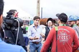 Justin Trudeau talks to a man Blank Meme Template