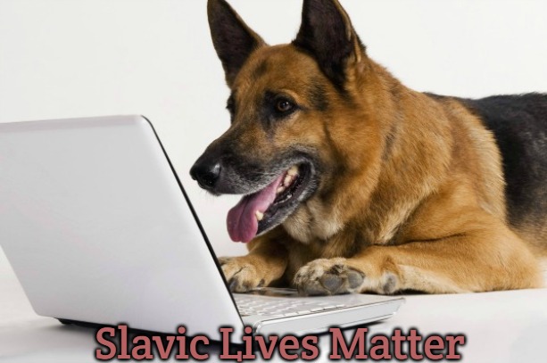 dog reading emails | Slavic Lives Matter | image tagged in dog reading emails,slavic | made w/ Imgflip meme maker