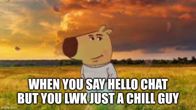 Chill Guy | WHEN YOU SAY HELLO CHAT BUT YOU LWK JUST A CHILL GUY | image tagged in chill guy | made w/ Imgflip meme maker