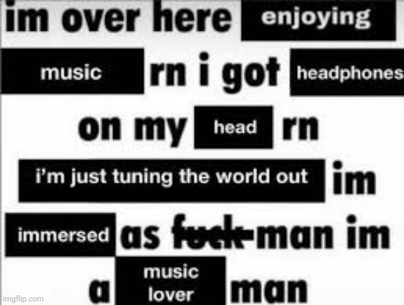 Music Lover! | image tagged in music lover,enjoy,my,loud music,headphones,turn up the music | made w/ Imgflip meme maker