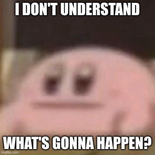 I DON'T UNDERSTAND WHAT'S GONNA HAPPEN? | image tagged in kirby has no emotion | made w/ Imgflip meme maker