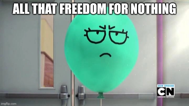 Alan is not amused | ALL THAT FREEDOM FOR NOTHING | image tagged in alan is not amused | made w/ Imgflip meme maker