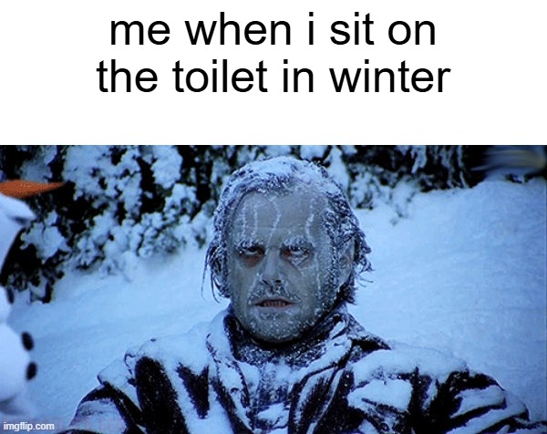 toilet | me when i sit on the toilet in winter | image tagged in freezing cold | made w/ Imgflip meme maker