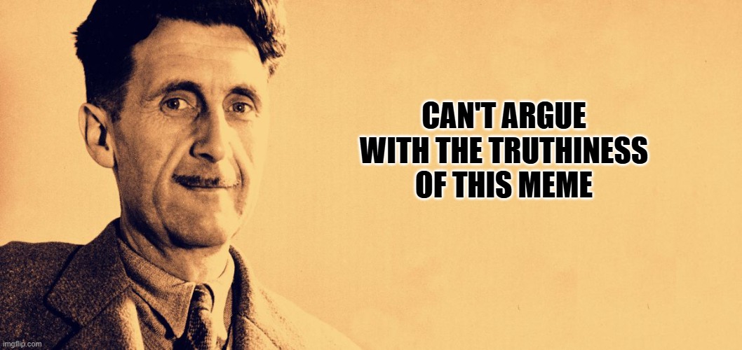 George Orwell | CAN'T ARGUE WITH THE TRUTHINESS OF THIS MEME | image tagged in george orwell | made w/ Imgflip meme maker