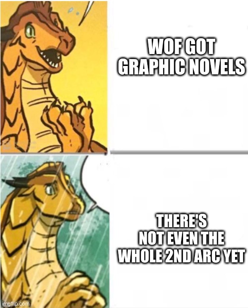 Sunny Drake Hotline | WOF GOT GRAPHIC NOVELS; THERE'S NOT EVEN THE WHOLE 2ND ARC YET | image tagged in sunny drake hotline | made w/ Imgflip meme maker