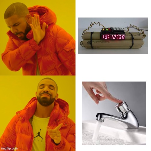 the most stressful timer | image tagged in memes,drake hotline bling,bomb,bathroom | made w/ Imgflip meme maker