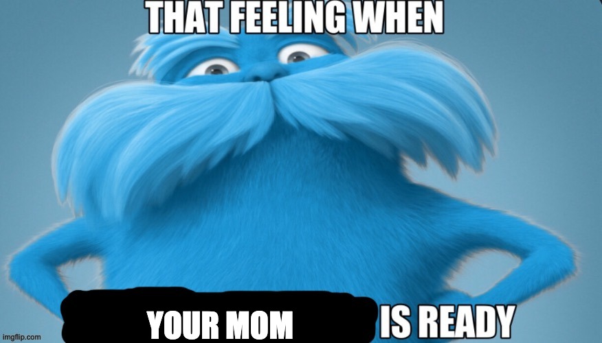 that feeling when x is ready | YOUR MOM | image tagged in that feeling when x is ready,memes,funny,idk | made w/ Imgflip meme maker