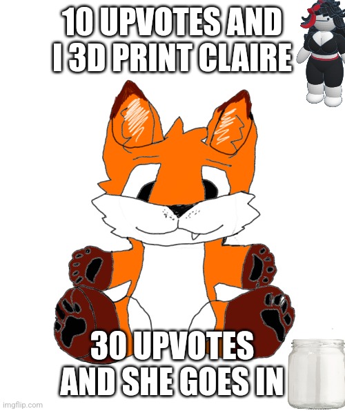 please no... | 10 UPVOTES AND I 3D PRINT CLAIRE; 30 UPVOTES AND SHE GOES IN | image tagged in cyrus marketable plushie | made w/ Imgflip meme maker