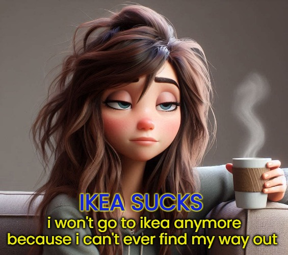 IKEA SUCKS i won't go to ikea anymore because i can't ever find my way out | made w/ Imgflip meme maker