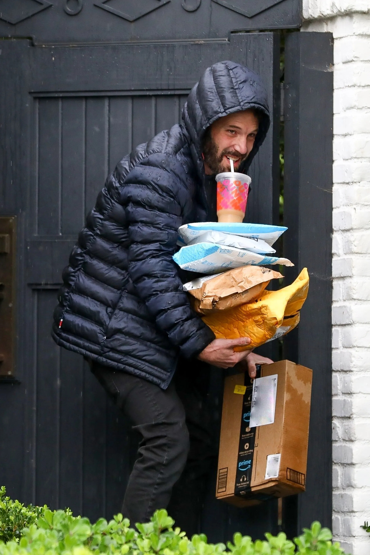 Ben Affleck picking up packages Blank Meme Template