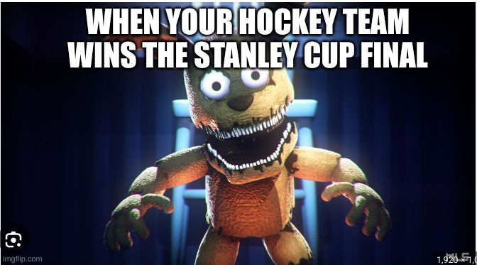 WHEN YOUR HOCKEY TEAM WINS THE STANLEY CUP FINAL | image tagged in plushtrap | made w/ Imgflip meme maker