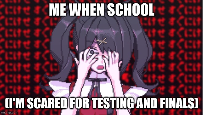 I hate school | ME WHEN SCHOOL; (I'M SCARED FOR TESTING AND FINALS) | image tagged in memes,school,middle school | made w/ Imgflip meme maker