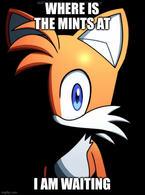 Me everytime i hungry | WHERE IS THE MINTS AT; I AM WAITING | image tagged in tails stare,sonic,sonic the hedgehog,animonicmemes | made w/ Imgflip meme maker