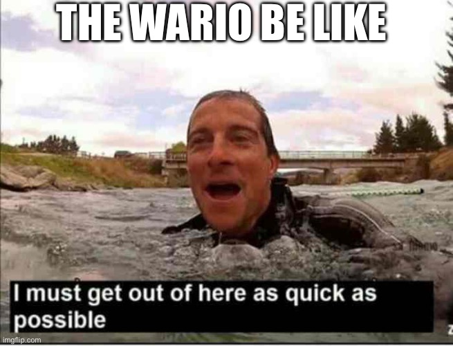 THE WARIO BE LIKE | image tagged in i must get out of here as quick as possible | made w/ Imgflip meme maker